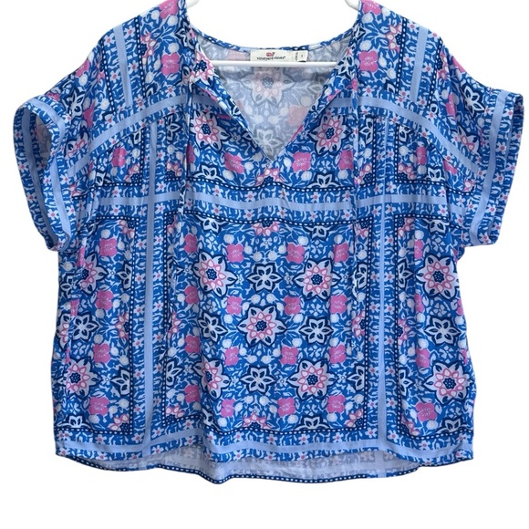 Vineyard Vines Bloom Floral Blue and Pink Women's Top. Size S - Picture 2 of 12